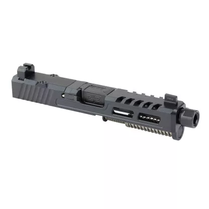 ZPS.2 COMPLETE UPPER FOR G19 GEN 5, BLACK CERAKOTE, RMR OPTIC CUT, BLACK THREADED BARREL, UPPER PARTS KIT, BLACKED OUT CO-WITNESS HEIGHT SIGHTS
